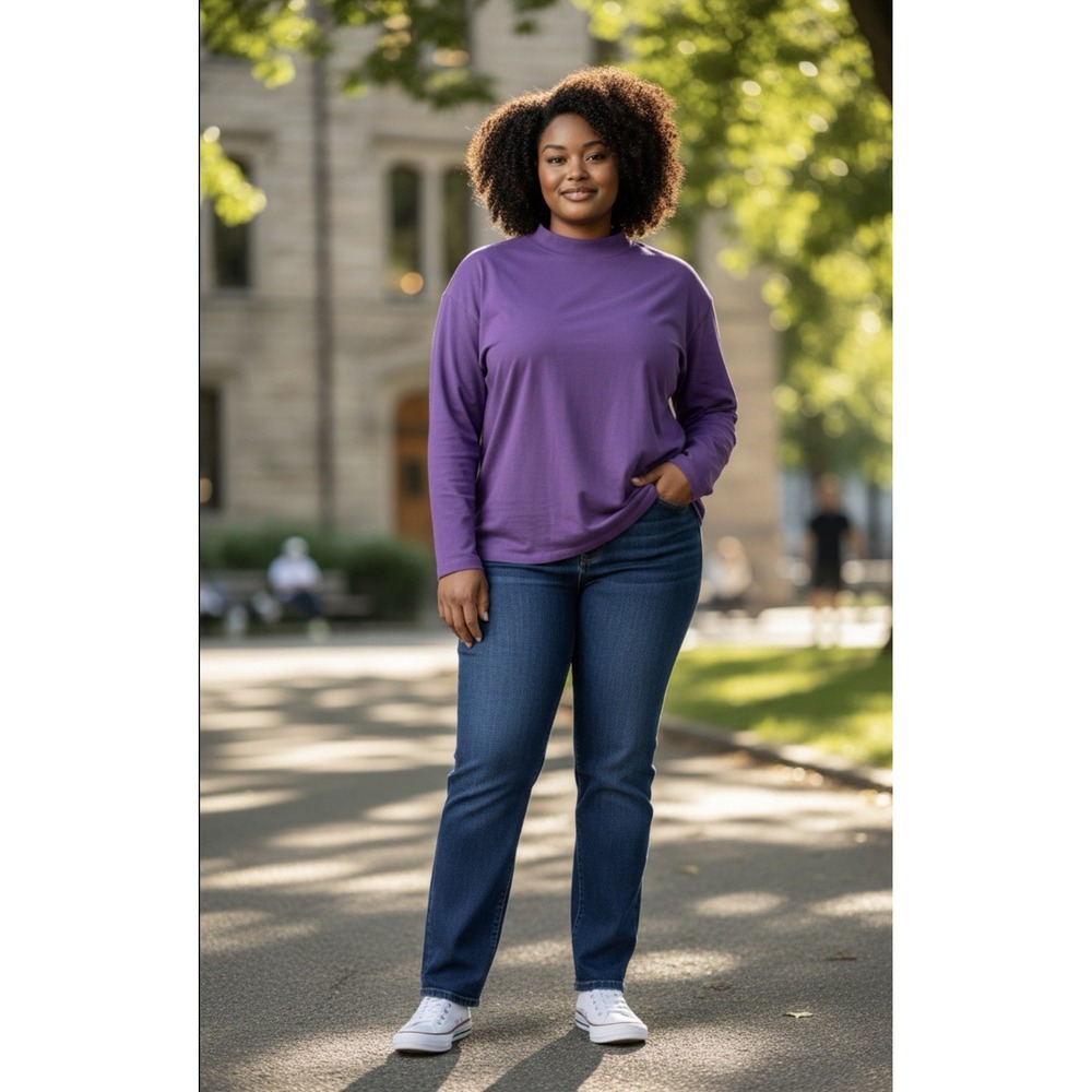 Southern Lady Women's 3X Purple Mock Neck Pullover Top Stretch Casual Casual